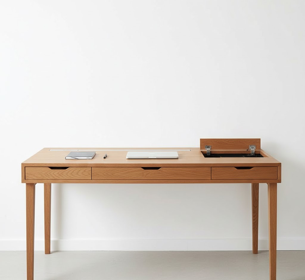 Desk with hidden storage compartments
