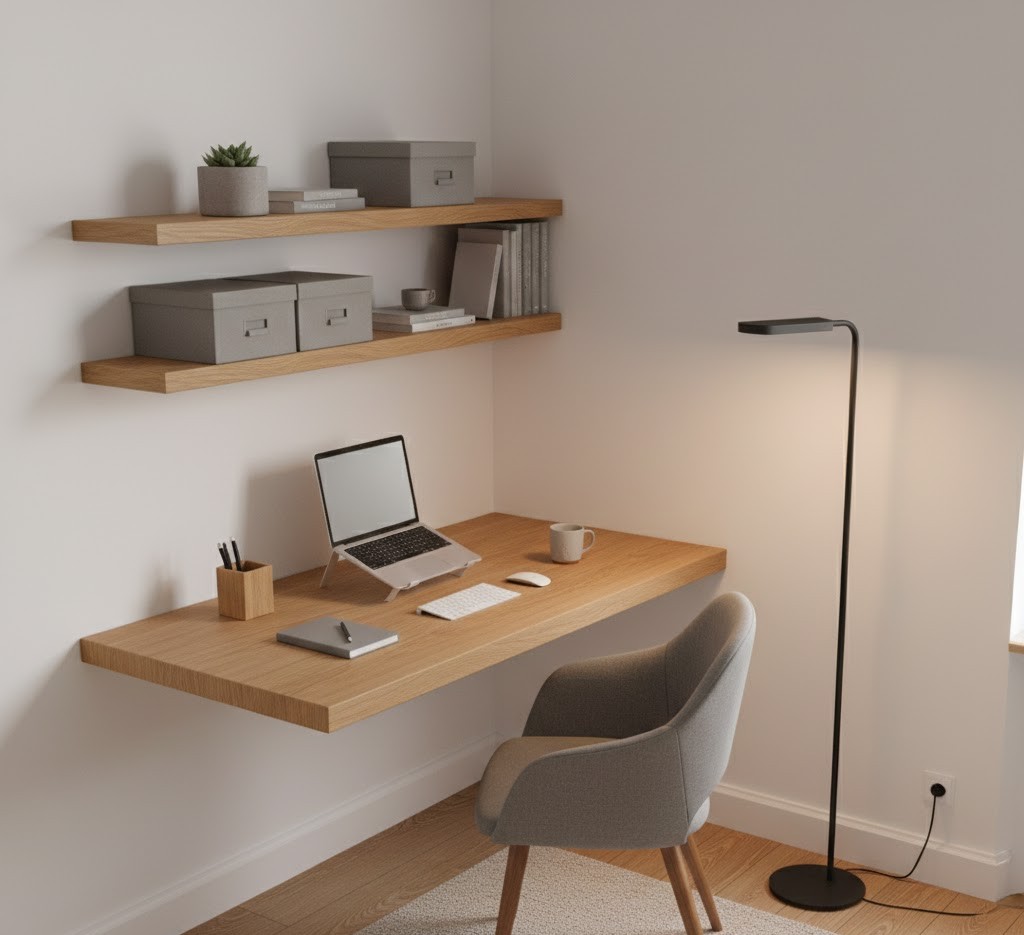 Cozy corner home office setup